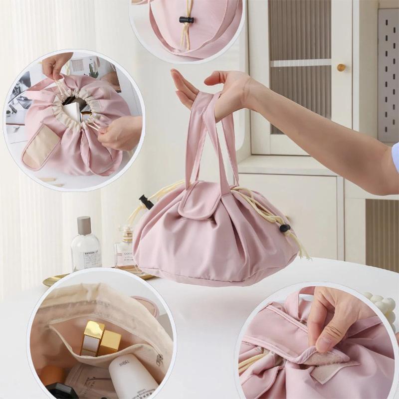 Drawstring Travel Cosmetic Bag Large Capacity Waterproof Portable Toiletry Organizer Bucket Bag Women Easypull String Shower Bag