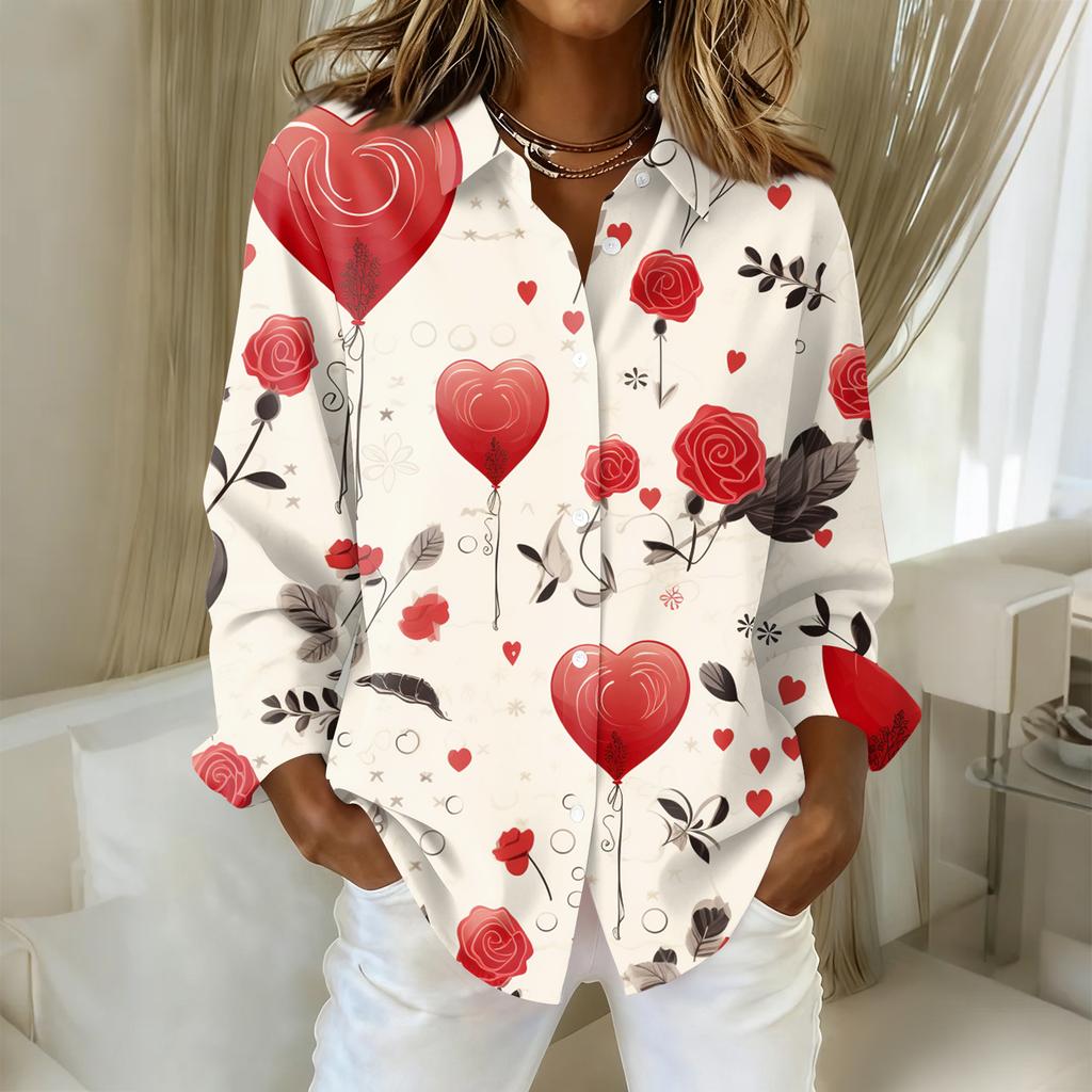 Women's Buttoned Long Sleeved Casual Regular Shirt With Collar Top