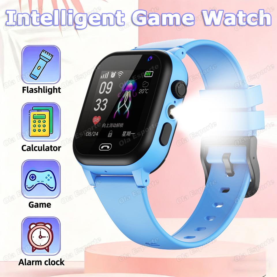 Kids Smart Watch Multifunctional Waterproof SOS GPS Camera HD Call Voice Chat Games LED Flashlight Weather Alarm Smartwatch
