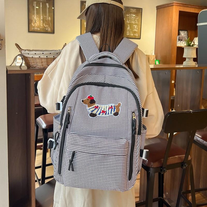 Plaid Schoolbag Women's Large Capacity Backpack Student Backpack