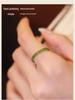 Echter 'Polka Dot Kiwi' Jade Ring: Hetian Spinatgrün, Schlichtes Band, Geschenk im antiken Stil