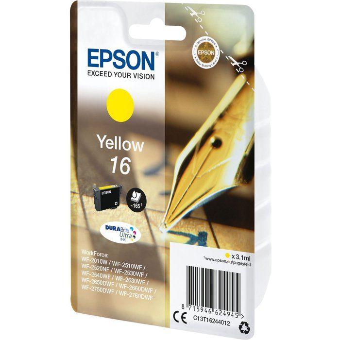 Cartouche d'encre EPSON 16 Jaune - Technologie d'impression Jet d'encre - Rendement jusqu'a 165 pages