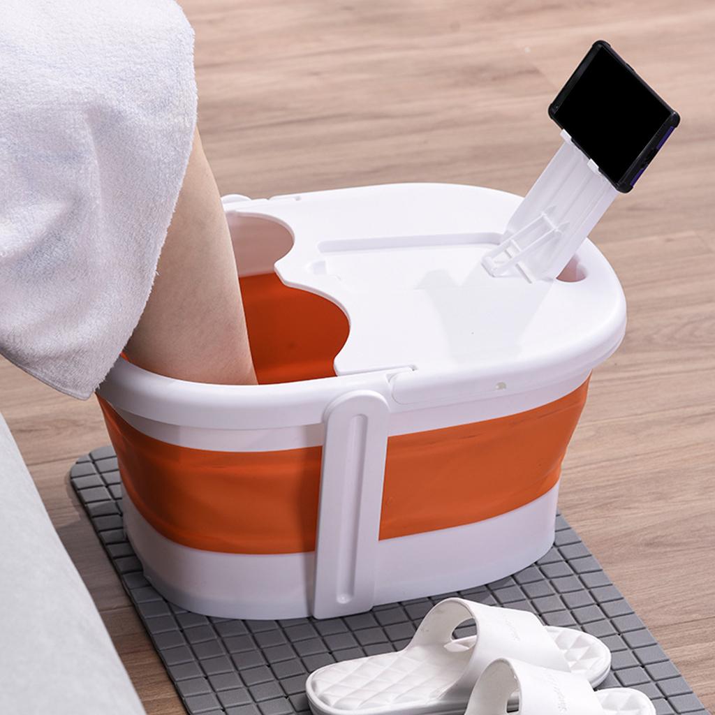 

Folding Foot Soaking Bath Basin with Phone Holder Foot Bath Massager Bucket for Hotel Travel помаранчевий