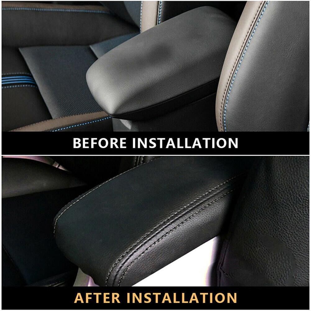 Car Armrest Cover Center Console Leather Cushion Black Wear Resistant Dust-Proof Skin for Honda Civic 2012-2015