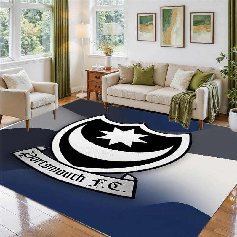 Portsmouth FC Design Crystal Velvet Rug Soft Decorative Mat for Bedroom Entrance