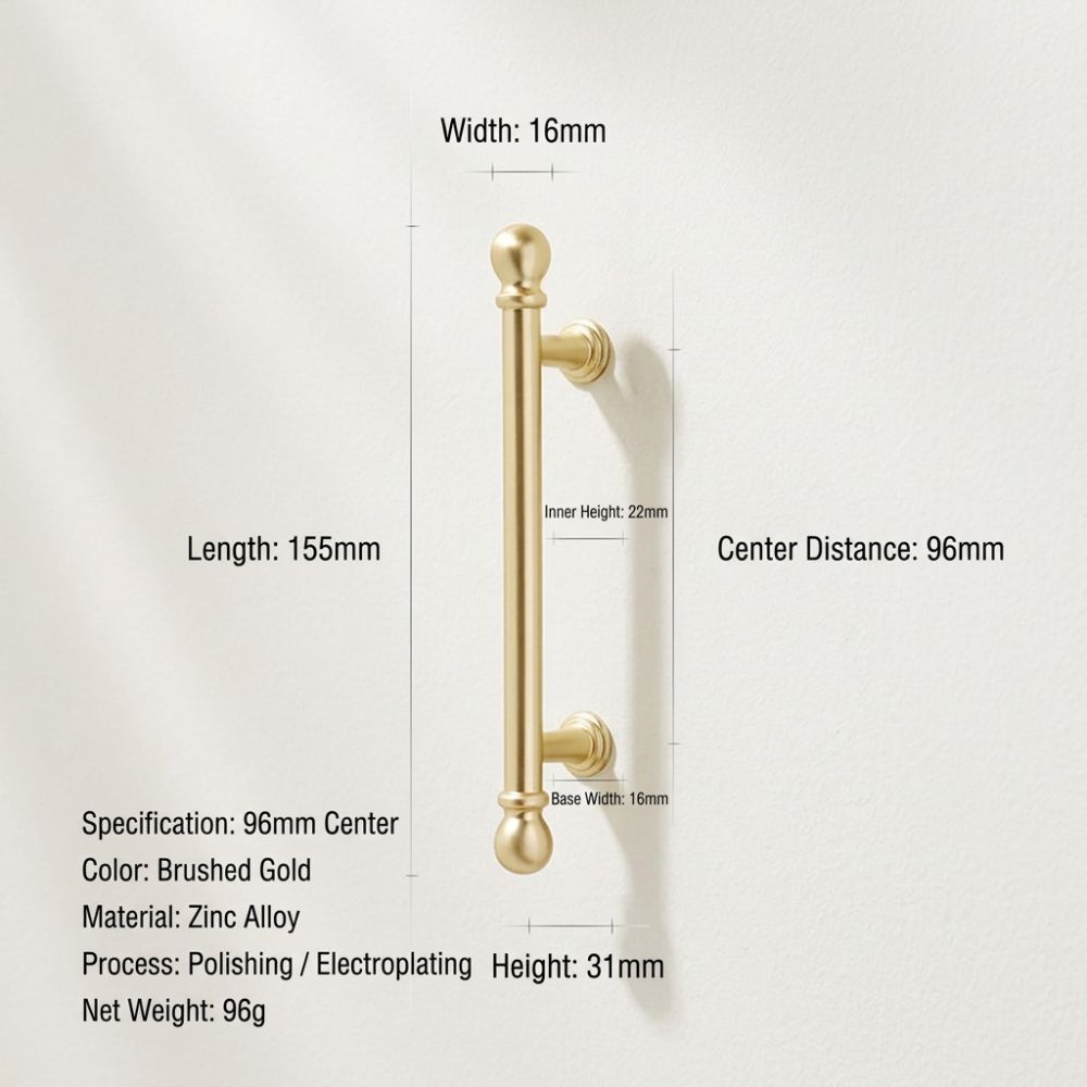 Electroplated Gold Drawer Pull Single-Hole Wardrobe Handle Furniture Hardware for Cupboard