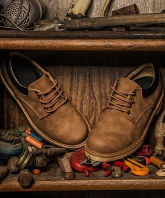 Bsqt By Classy 576 Ankle Two-Tone Derby Low Work Boots Ash Brown