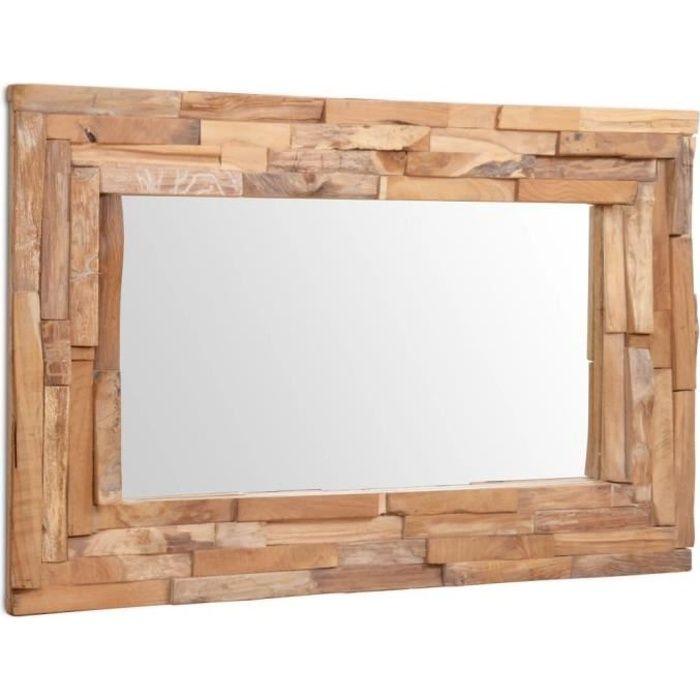 VidaXL Miroir décoratif Teck 90 x 60 cm Rectangulaire