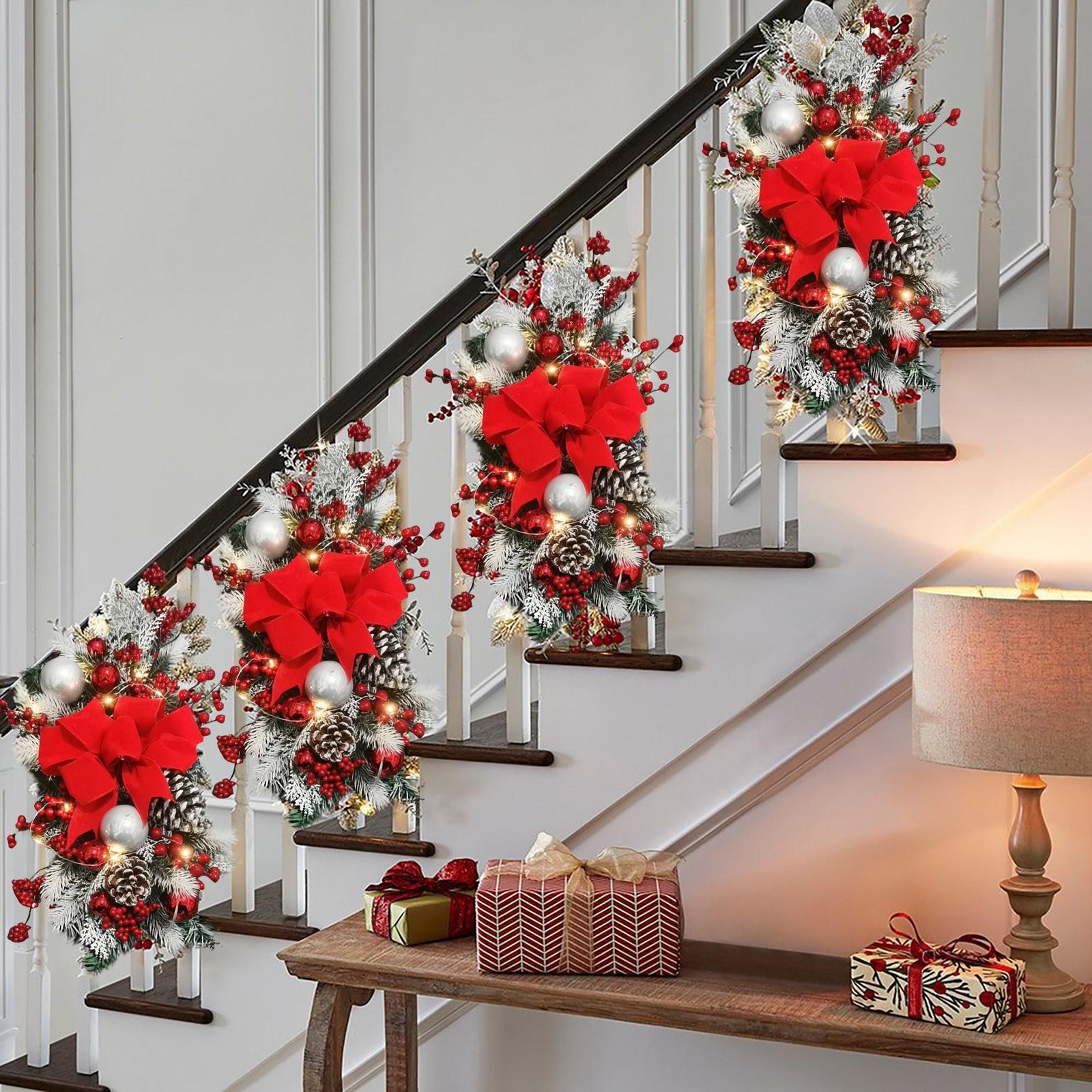 

Christmas Front Door Garland Outdoor Decoration Holiday Welcome Garland Decoration Christmas Wreath One Size