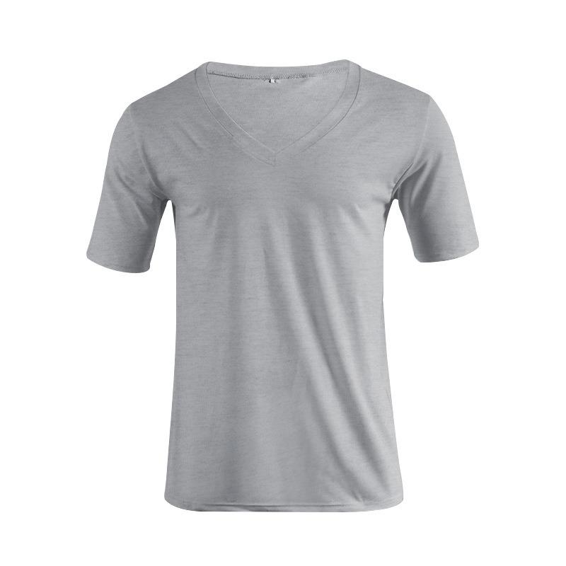 Men V Neck Solid Color Plus Size Casual Short Sleeve T Shirt