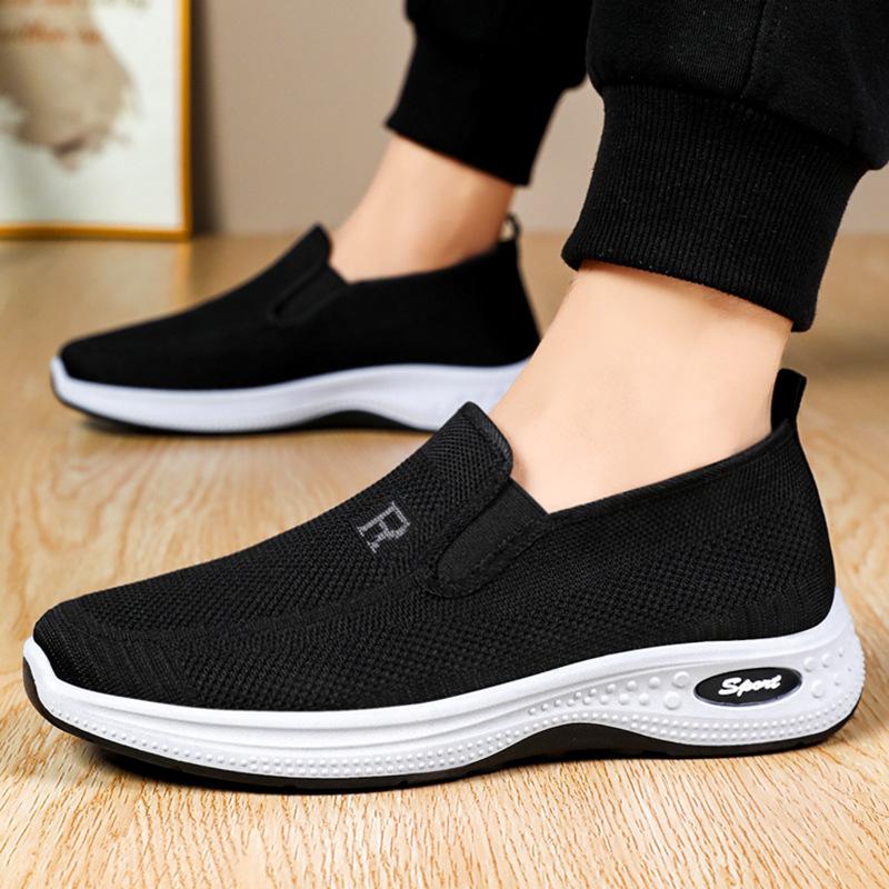 Shoes Men's Summer One-pedal Lazy Shoes Dad Shoes Soft Sole Comfortable Single Shoes Casual Shoes Flying Woven Breathable Mesh Shoes