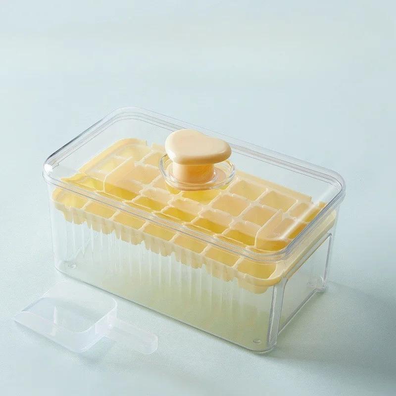 Ice Box with Ice Scoop Creative One-button Press-type Easy Release High-color Ice Box Ice Cube Mold for Chilling Whiskey DIY