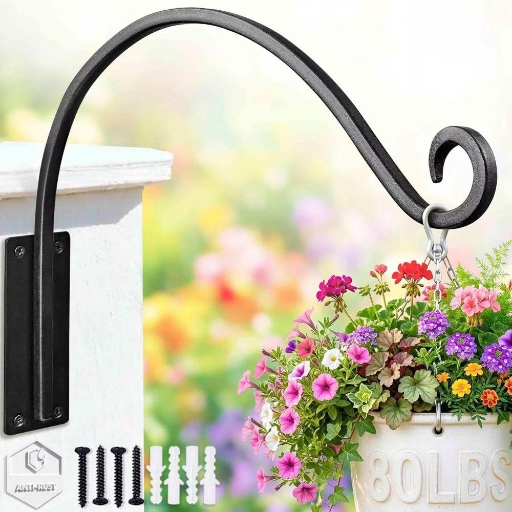 Iron Hanging Plant Hooks 16 Inch Wall Mount Hooks Hanging Bracket Plant Hanger Bracket Bird Feeder