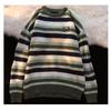 Unisex Striped Crew Neck Knitted Sweater - Autumn/Winter Trend, Hong Kong Style, Loose Fit, Versatile and Cozy.