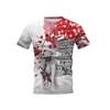 Mens Short Sleeve T-Shirt With 3D Samurai Graphic Print Breathable Cotton Blend Streetwear Style