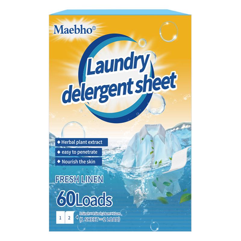 Portable Concentrated Laundry Sheets, Quick-Dissolving Stain Removers with Fresh Linen Scent