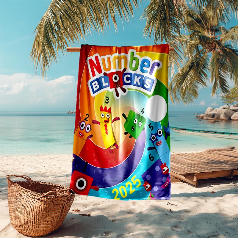 Beach Towel with Numberblocks7 Pattern - soft,absorbent,machine washable Lightweight&Modern,swimming,Travel Essentials