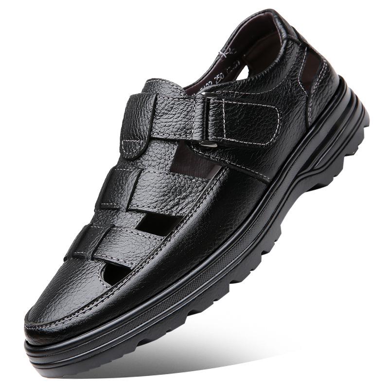 Prince Casual Genuine Leather Sandals for Men - Breathable, Non-Slip, Large Size 48, Ideal for Spring, Autumn, Summer Work.