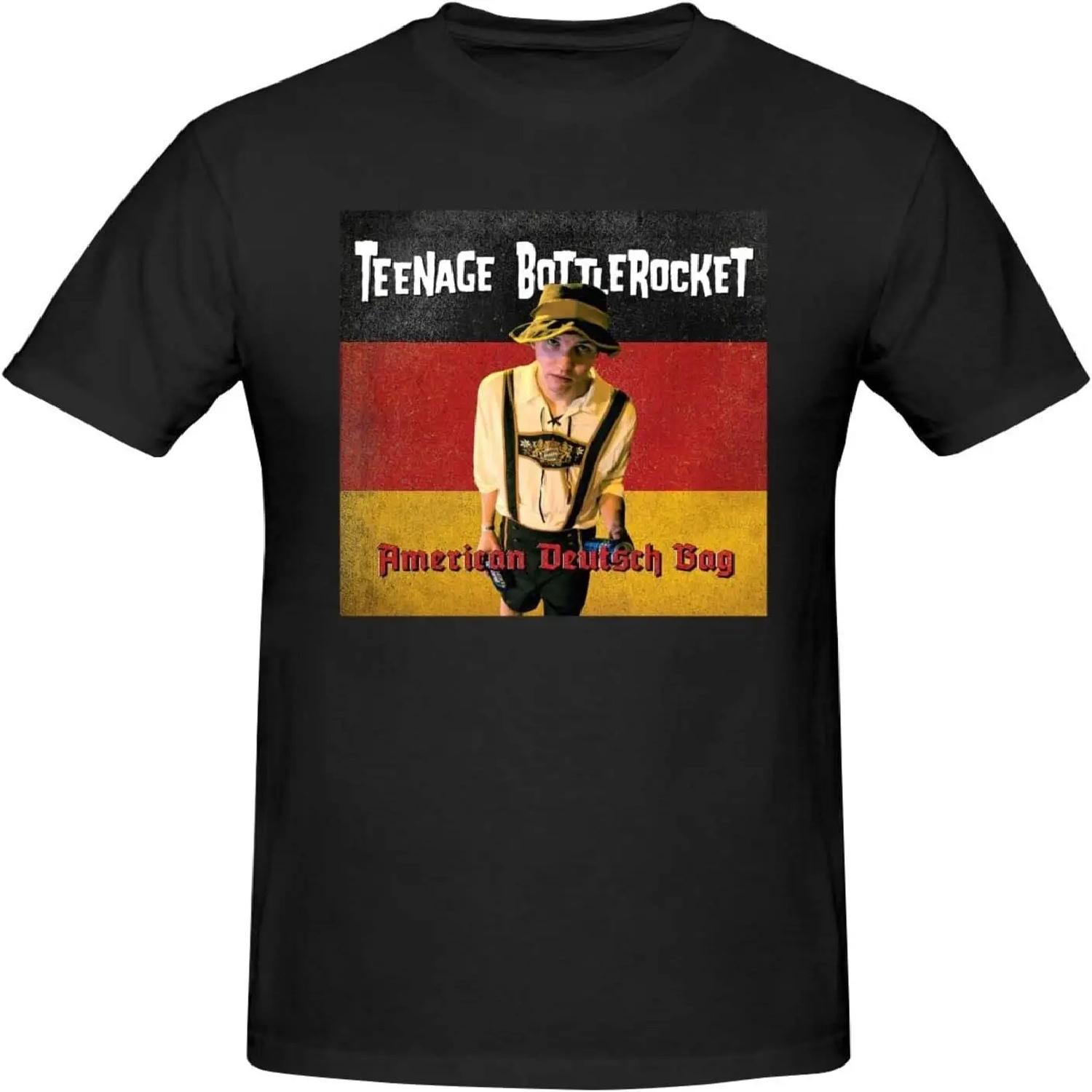 Teenage Bottlerocket Men s T-Shirts Summer Cooling Cotton Base Layer Short Sleeve Crewneck Tees Black S