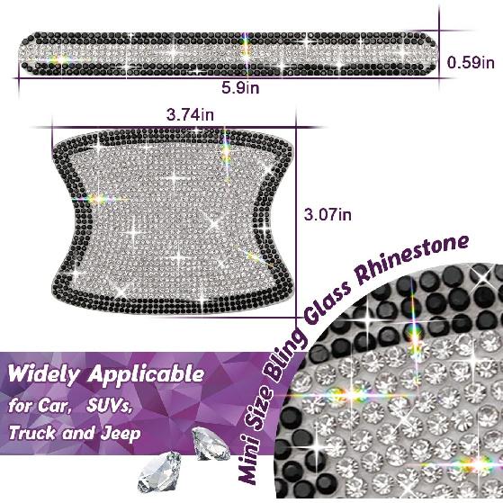 10PCS Car Door Handle Bling Rhinestones Stickers Universal Auto Door Handle Scratch Cover Guard Protective Film Pad With Safety Reflective Strips