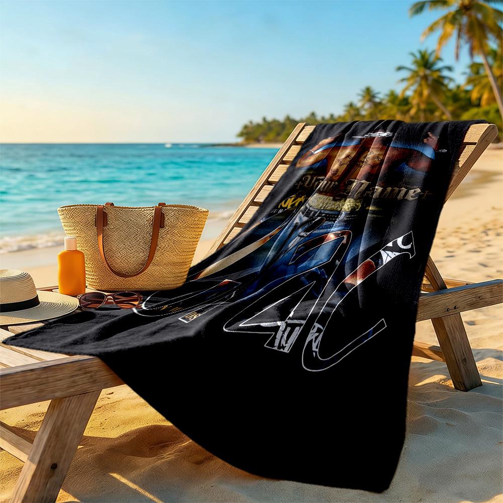 2pac Customized Name Beach Towel High Absorbency & Quick-Dry Portable for SwimmingBeachCamping Travel Beach AccessoriesGym