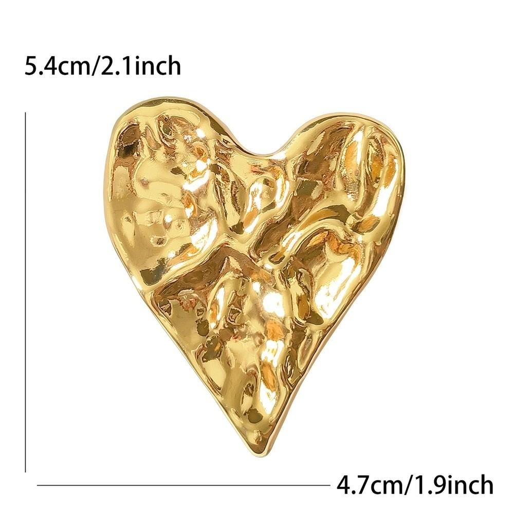 Gold Silver Color Heart Shape Brooch Minimalist Metal Enamel Heart Pins  for Fashion Jewelry Gift