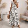 Maxi Abito da Donna Paisley Scollo a V Manica Corta Abito Vita Arricciata Boho Abito Estivo Casual Fluido Abiti Lunghi con Tasche