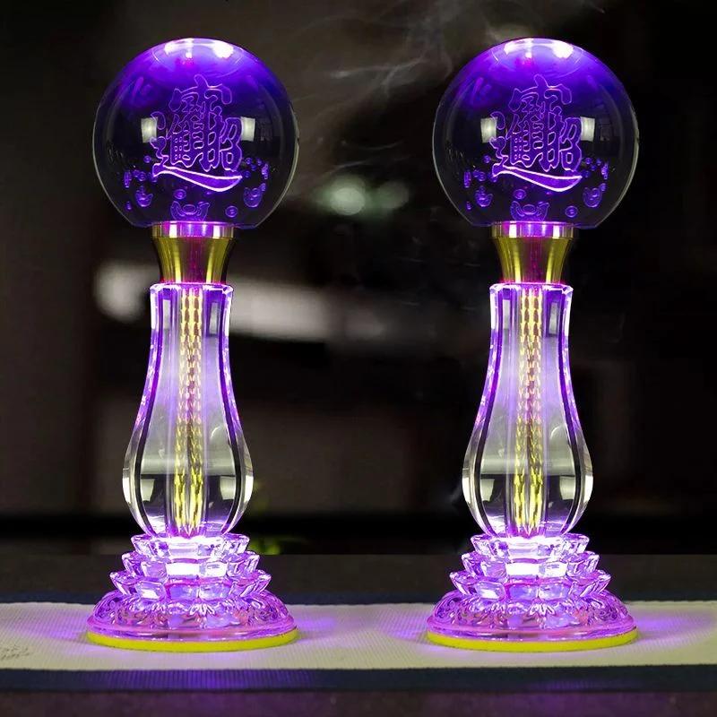 2pcs new crystal lotus Candlestick holder for household use Buddha Guanyin rainbow lotus lamp feng shui ornament