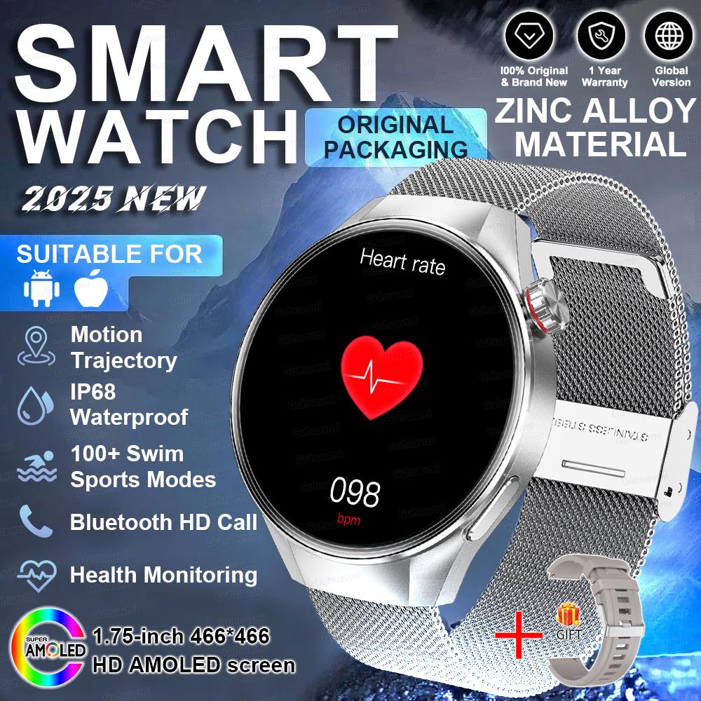 New HD Bluetooth Call GPS Tracker Smart Watch Heart Rate Blood Oxygen Health Monitor IP68 Waterproof Sports SmartWatch Men
