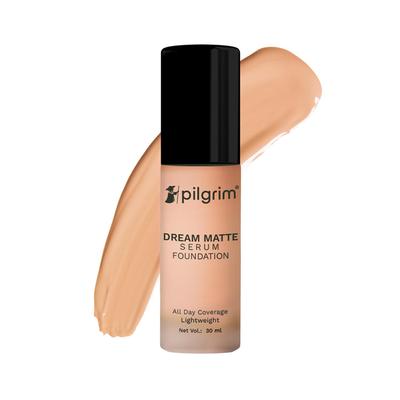 Pilgrim Medium Natural Almond Liquid Foundation 30 Ml Matte Poreless Face Makeup Buildable Coverage