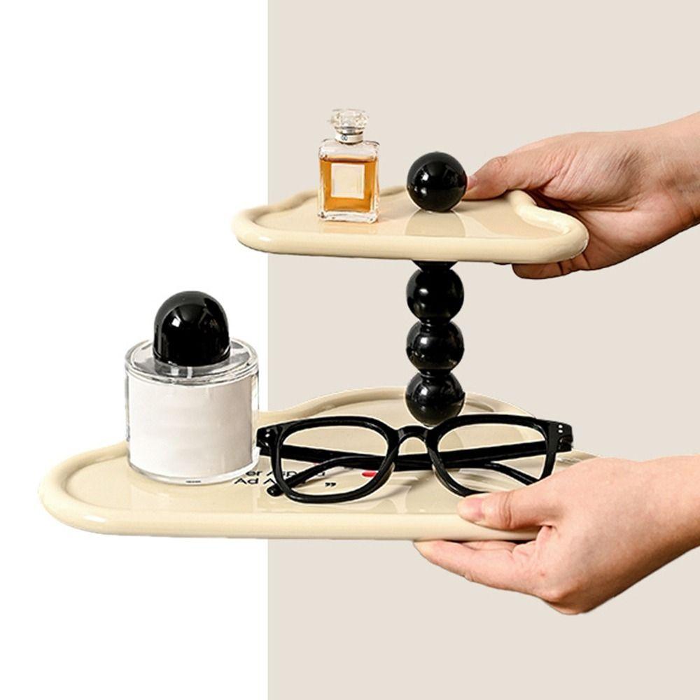 Multifunctional Cloud Shape Double Layer Trays Decorative Large Capacity Key Sundry Storage Tray Plastic Storage Rack Desktop