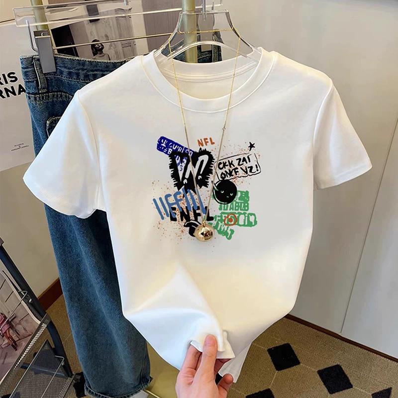 

2025 Summer Loose Women s T-Shirt High Quality O Neck Letter Pattern Short Sleeve Women s Wear Short Sleeve T-Shirt CCXX188 XXXL