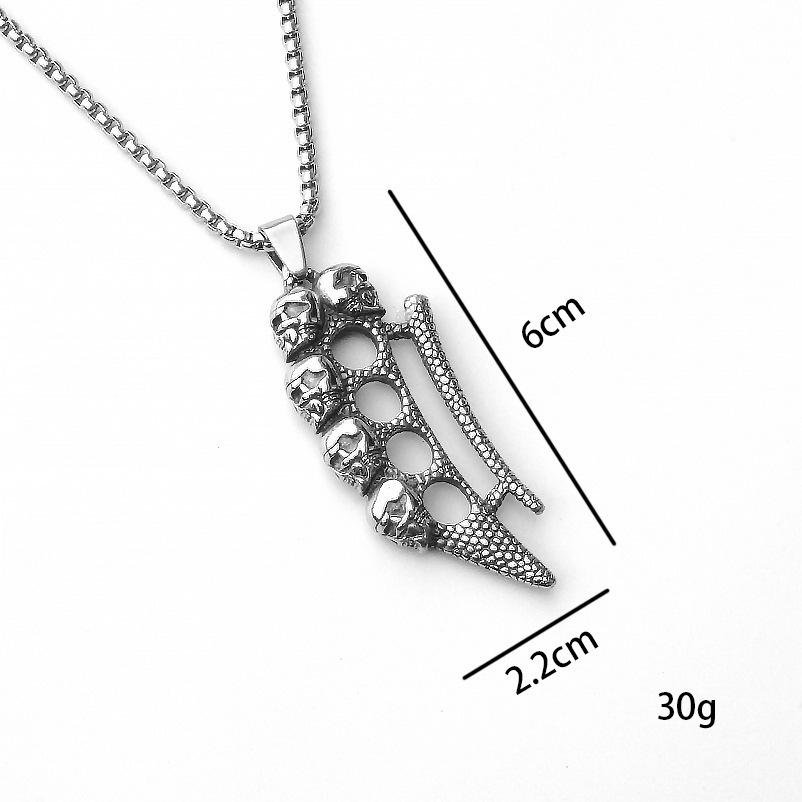 Tiger Finger Fighting Hand Support Pendant Retro Creative Titanium Steel Titanium Steel Necklace Sweater Chain Long