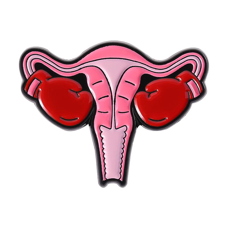 

Body Organs Uterus Ovary Enamel Pins Big Uterus Energy Boxing Glove Fight For Rights Feminist Brooches Lapel Badge Jewelry Gifts