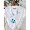 Women's White Butterfly T-Shirt Fit Round Neck Top Suitable for Home Outing Base Shirt Christmas Valentine's Day