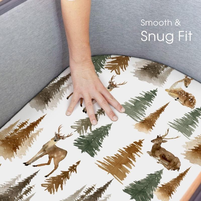 2Pcs Baby Fitted Sheet Newborn Bassinet Changing Pad Cover Soft & Breathable Crib Fitted Sheets Cradles Mattress Cover