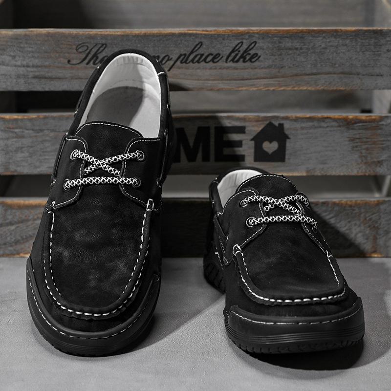 

2024 новые мужские туфли весенние повседневные ретро кожаные туфли мужские универсальные повседневные туфли с низким верхом мужские туфли больших размеров 38 чёрный