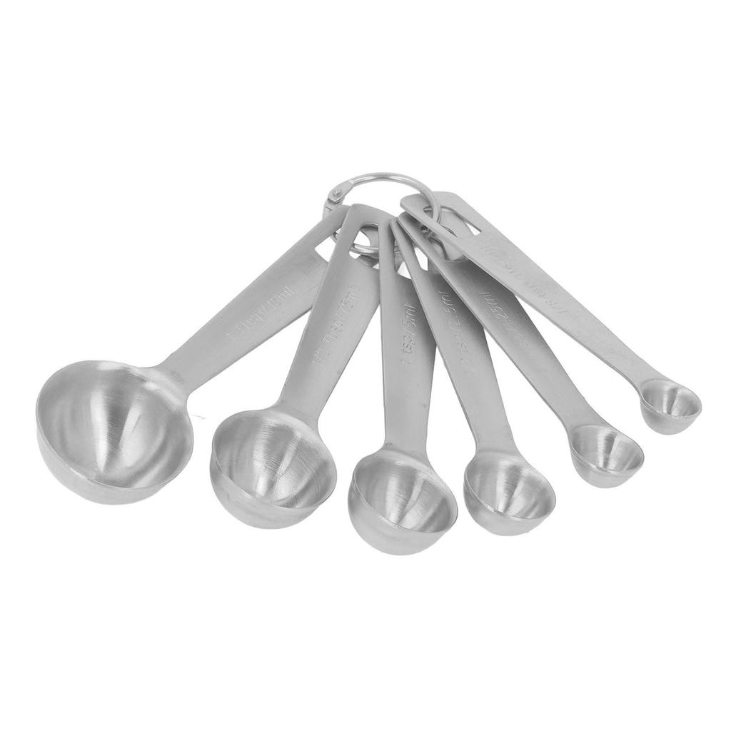 6PCS Stainless Steel Measuring Spoons Set with Measurement Markings Multipurpose Measure Spoon for Cooking Baking Silver