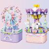 Small Particle Carousel Assembled Building Block Toy Educational Children Series Music Box Girls Gift