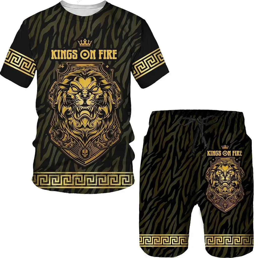 Men's Tracksuit Set 3D Print T-shirt 2 Piece Outfits Summer Sportswear Streetwear Luxury Fashion Short Sleeve Pullover Oversized