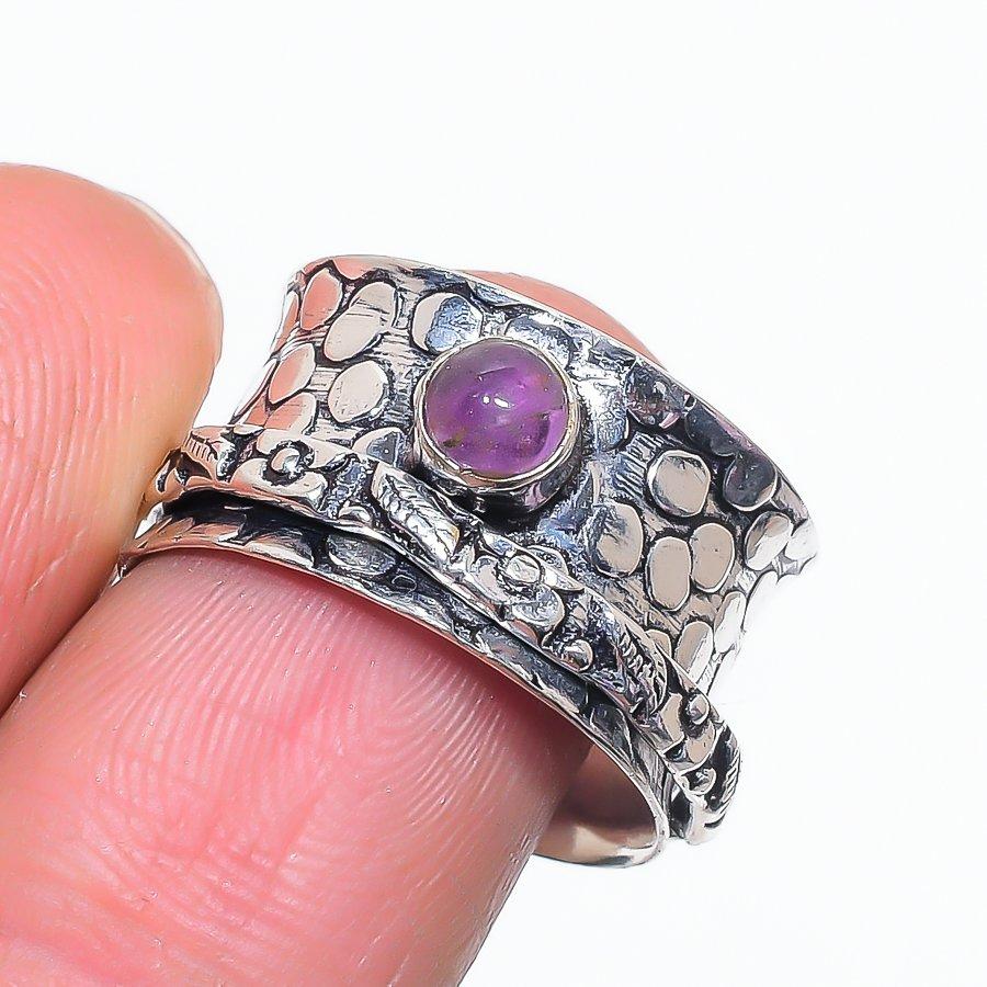 

Natural Sage Amethyst Gemstone 925 Sterling Silver Jewelry Ring Size 8.5 W5k94