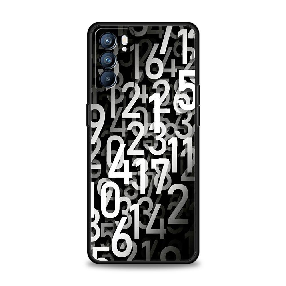 Number Pattern Phone Case For Oppo Reno 13 12 11 10 7 F Find X5 X6 A98 A80 A79 A78 A57 A54 A31 A17 Pro 5G Soft TPU Cover Fundas