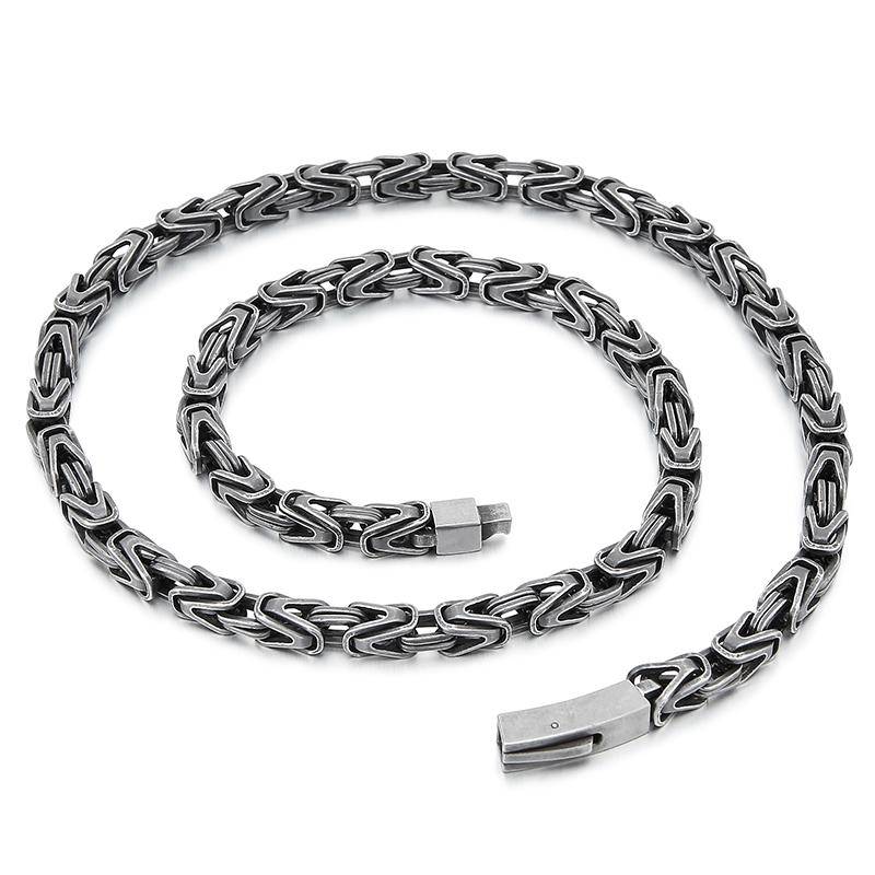 Cadena de eslabones de siete colores de 6 mm estilo vintage para hombre, collar pulido de acero inoxidable, HipHop Bizantino, amuleto colorido para hombre, joyería de Biker
