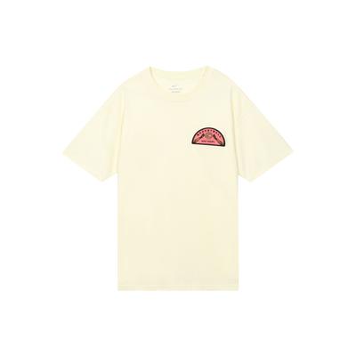 American Vintage Letter Print Badge Crew Neck Short Sleeve Drop Shoulder T-Shirt Men Tops Coconut-Milk FD0051-113