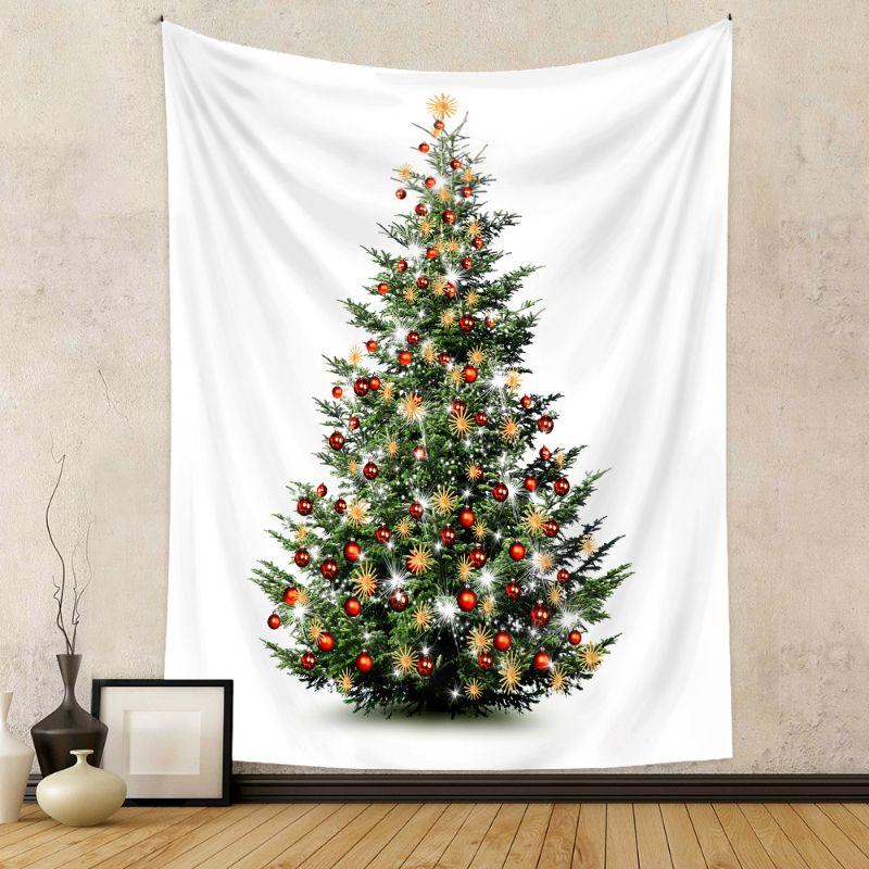 White Pine Tree Wall Tapestry Realistic Green Evergreen Conifer Minimalist Simple Nature Botanical Holiday Decor Durable