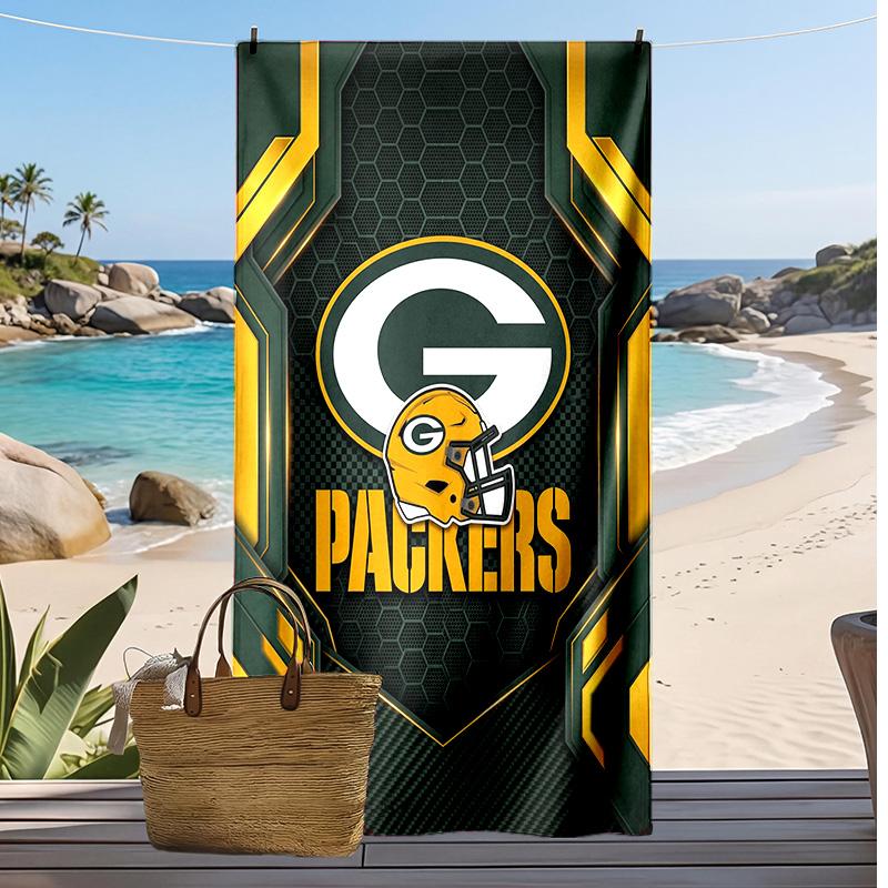Asciugamano da Spiaggia Stampa Green Bay Packers Morbido Portatile Asciugatura Rapida?Asciugamano Asciutto Per Piscina Vacanza Estiva Sport all'Aperto