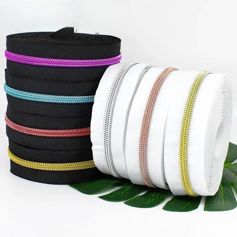 3/5/10/20M 3# 5# Nylon Zipper Tapes Plastic Zip Rolls By The Meter Bag Clothes Sewing Zippers Decorative Zips Repair Accessories