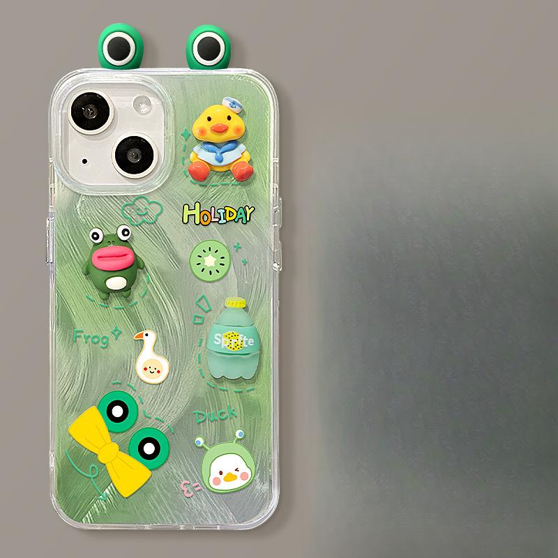 

Подходит для Opporeno12 Чехол для мобильного телефона из перьевой пряжи Vivox90 Трехмерная кукла-лягушка Невидимая подставка Redmi K70 Женский Redmi Note 9 Pro