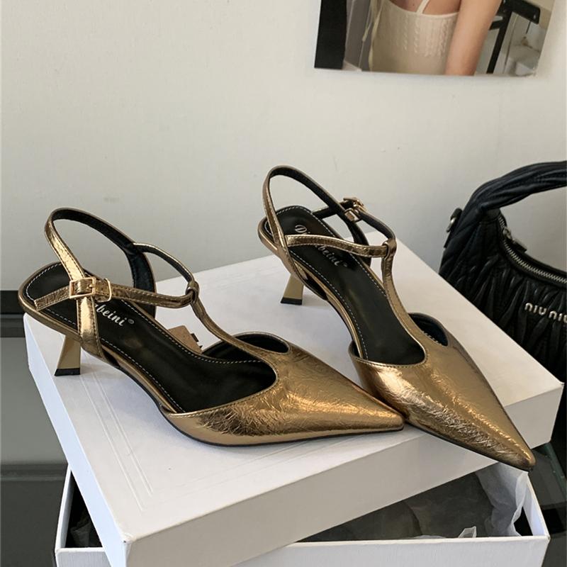Fashion SUOJIALUN 2025 New Brand Women Sandal Fashion Pointed Toe Ankle Strap Ladies Elegant Slingback Shoes Thin High Heel Dress Pumps