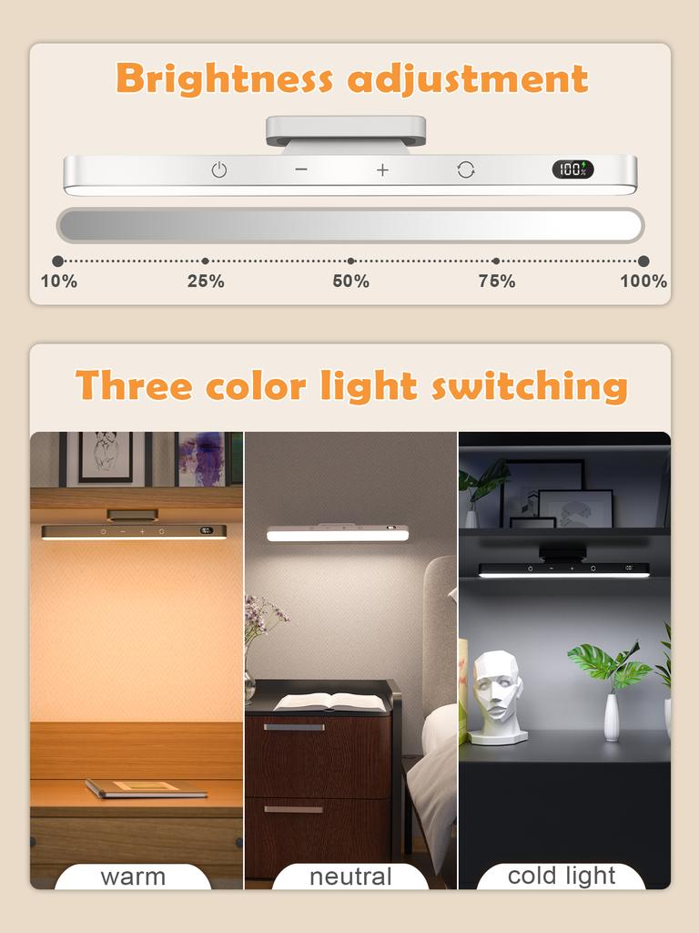 WILLED 5W Remote Touch Table Lamp Magnetic Desk Lamp 2500mAh Rechargeable Battery for Reading Cabinet Mirror Bedside Night Light